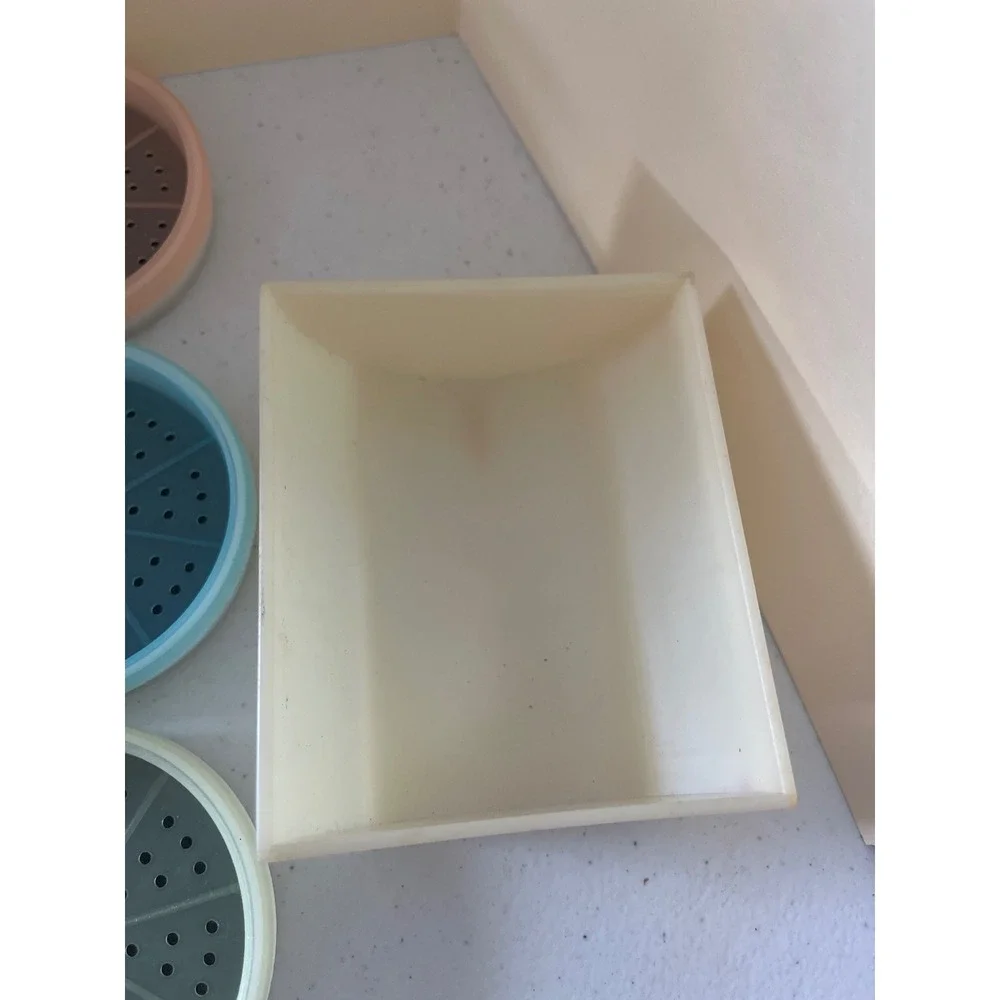 Vintage Tupperware Coasters Set of 6 with Caddy Pastel Colors 840 841